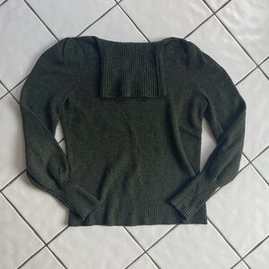 J. Crew Dark Olive Green Cowl Neck Sweater